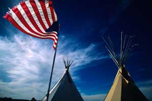 Teepees and American Flag-New Mexico-James O'Mara